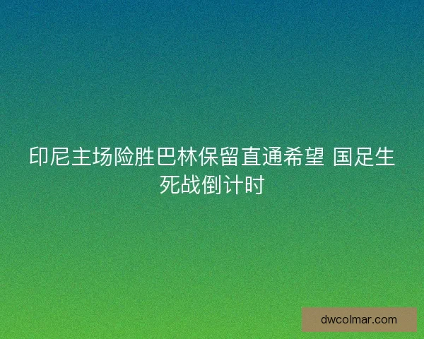 印尼主场险胜巴林保留直通希望 国足生死战倒计时
