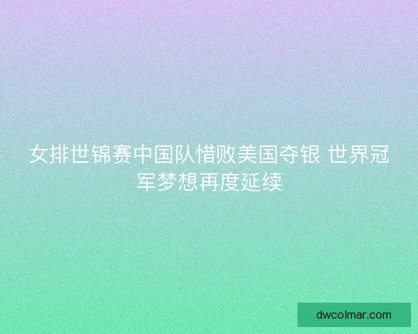 女排世锦赛中国队惜败美国夺银 世界冠军梦想再度延续
