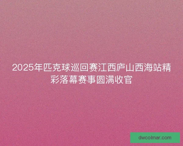 2025年匹克球巡回赛江西庐山西海站精彩落幕赛事圆满收官